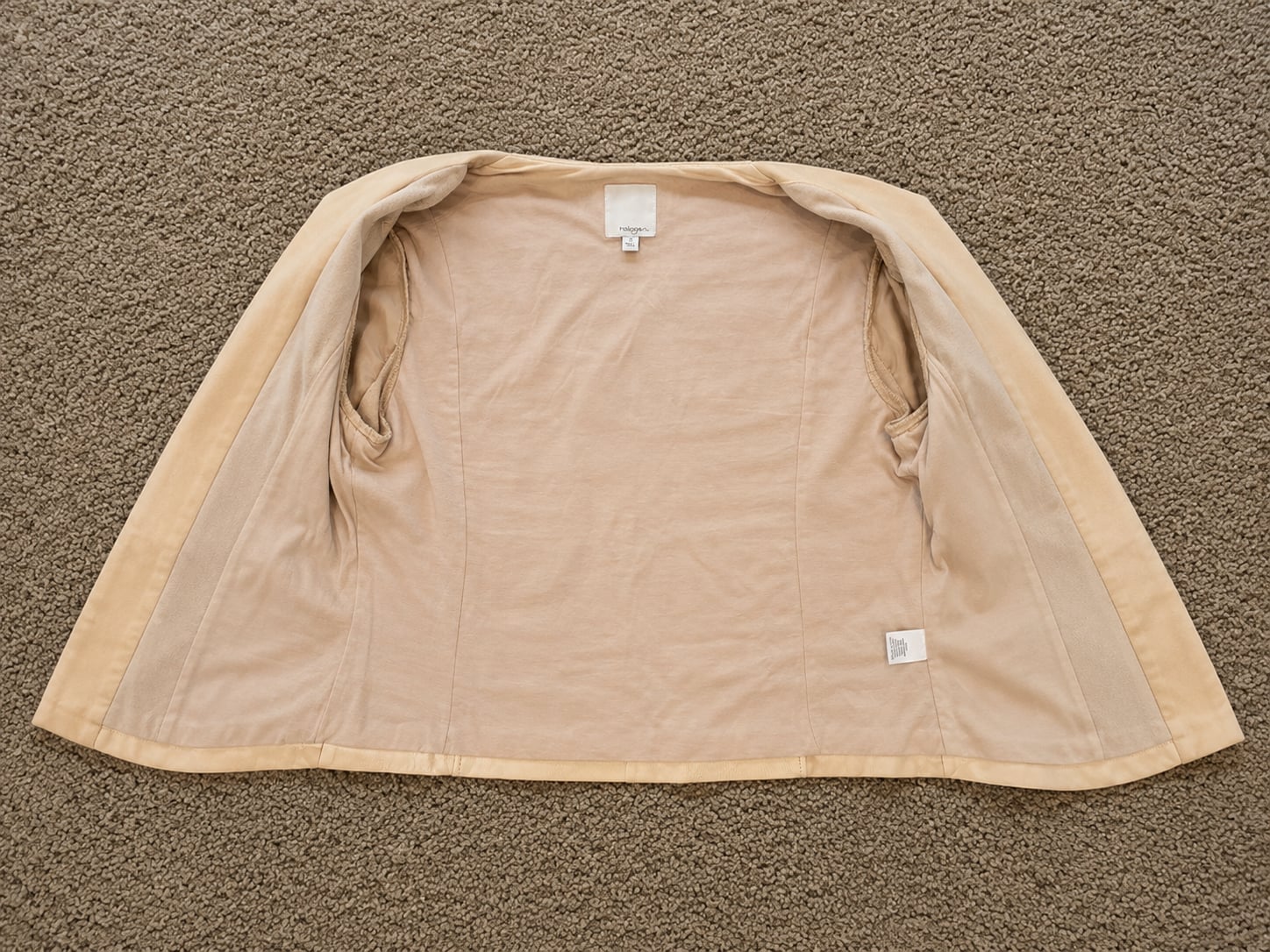 Halogen Women's Beige Leather Wrap Jacket, Size M 5