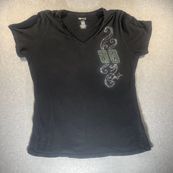 NASCAR For Her Dale Earnhardt Jr. 88 Rhinestone V-Neck T-Shirt XL
