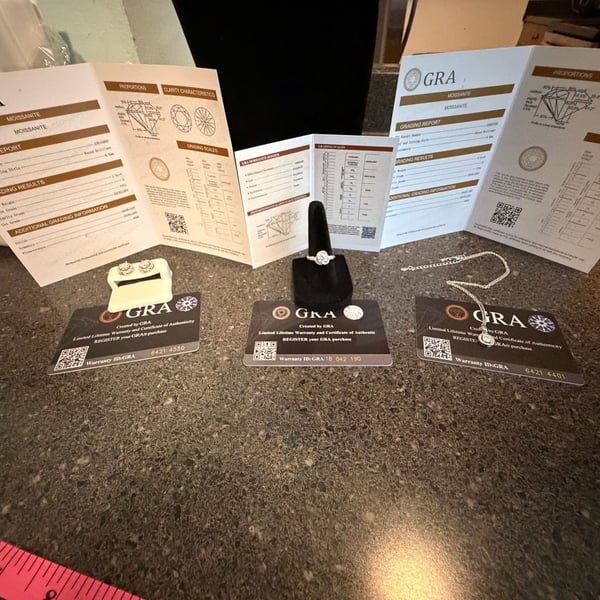 Moissanite Halo Jewelry Set: Ring, Necklace, and Earrings with GRA Certificates