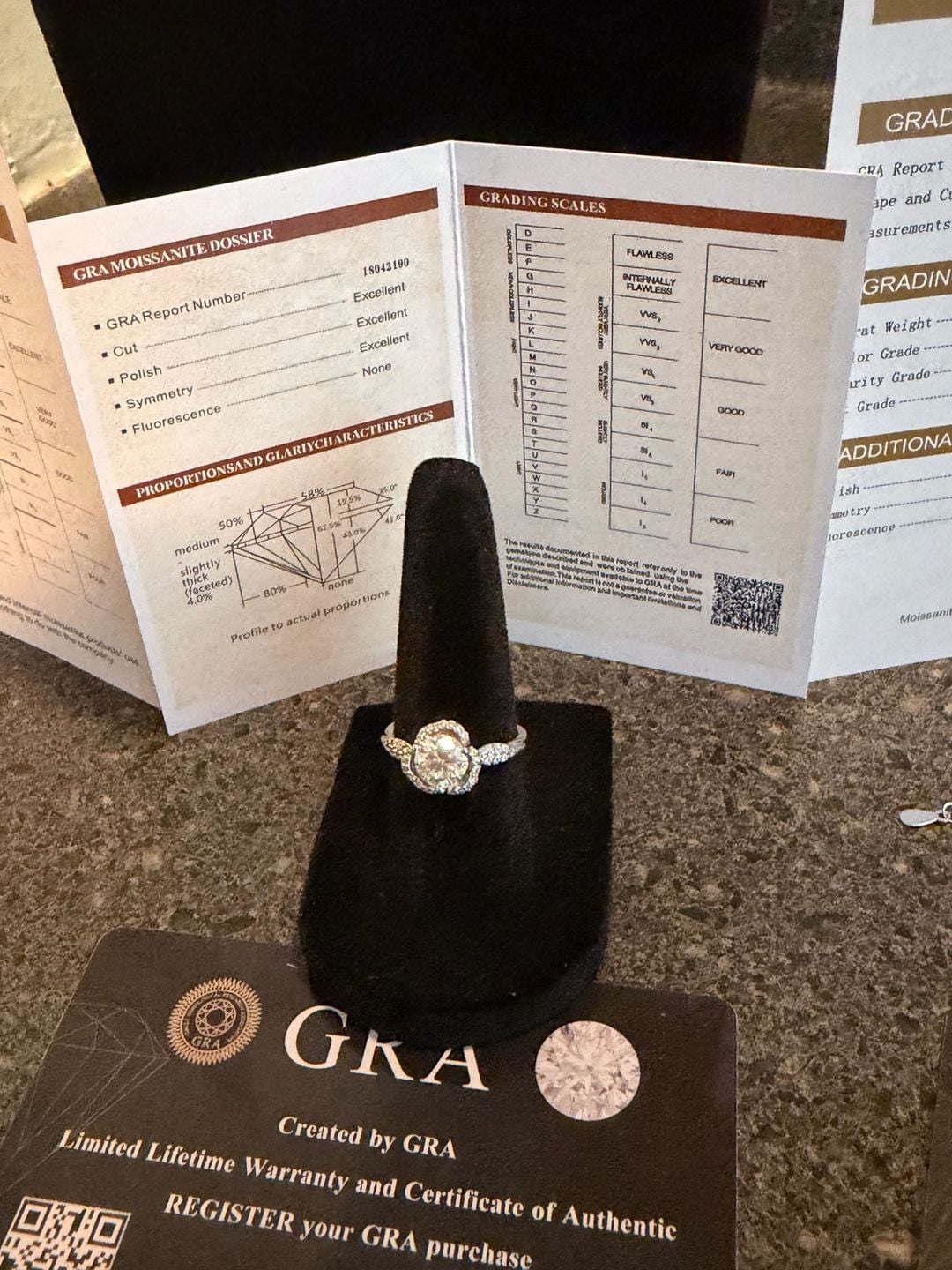 Moissanite Halo Jewelry Set: Ring, Necklace, and Earrings with GRA Certificates 8