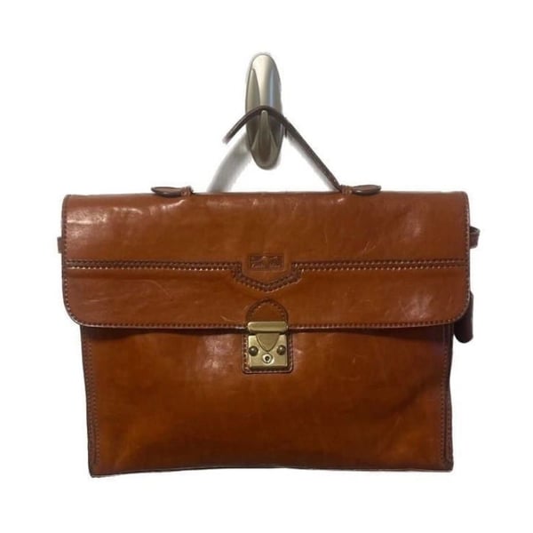 Conte Max Vintage Italian Leather Briefcase Satchel Bag