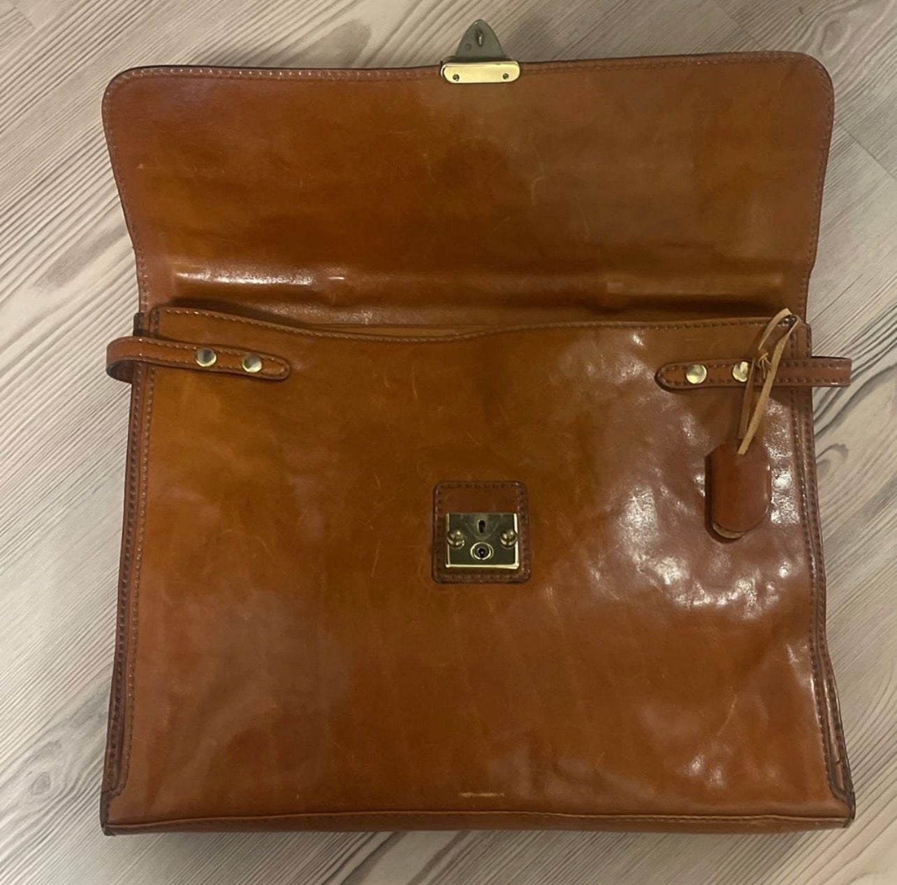 Conte Max Vintage Italian Leather Briefcase Satchel Bag 4