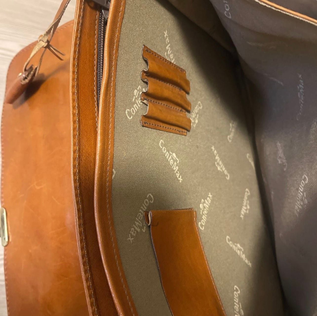 Conte Max Vintage Italian Leather Briefcase Satchel Bag 6