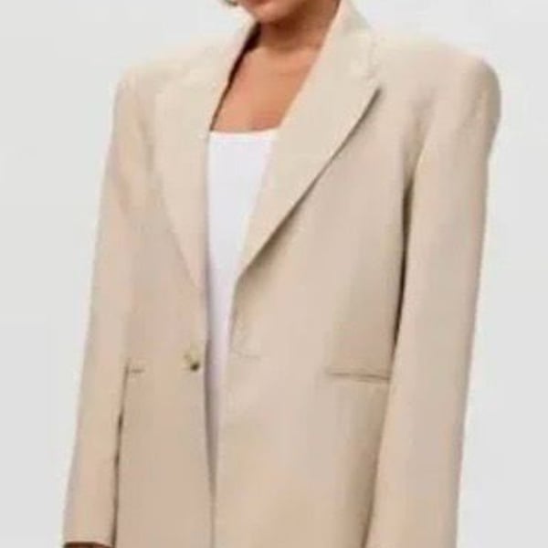 Naked Wardrobe Tan Linen Blazer Jacket