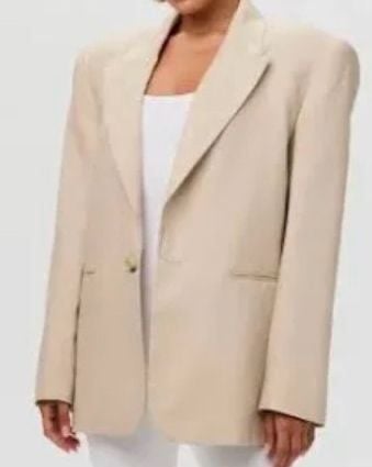 Naked Wardrobe Tan Linen Blazer Jacket 11
