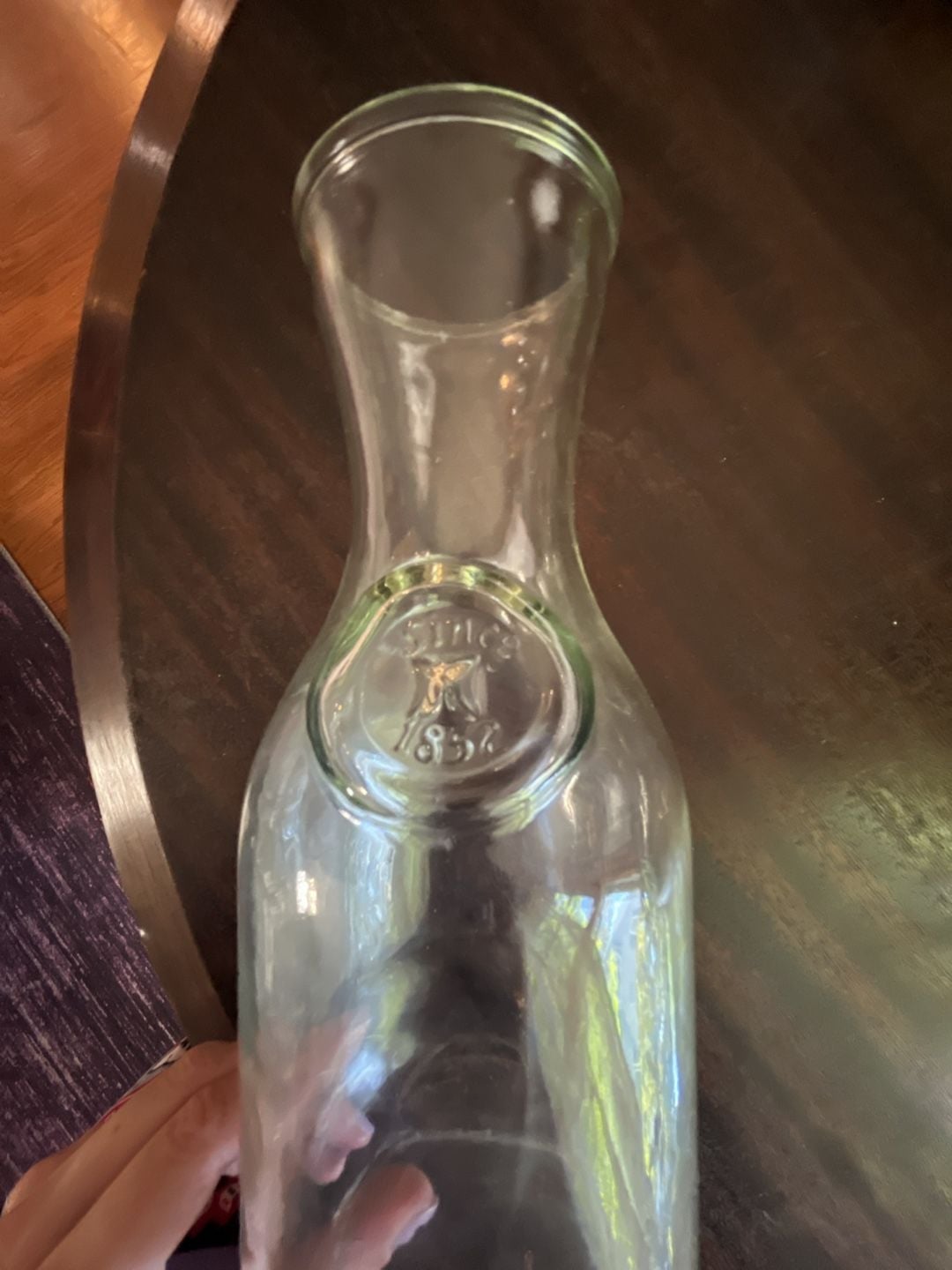 Since 1857 Clear Glass Carafe Pitcher 1