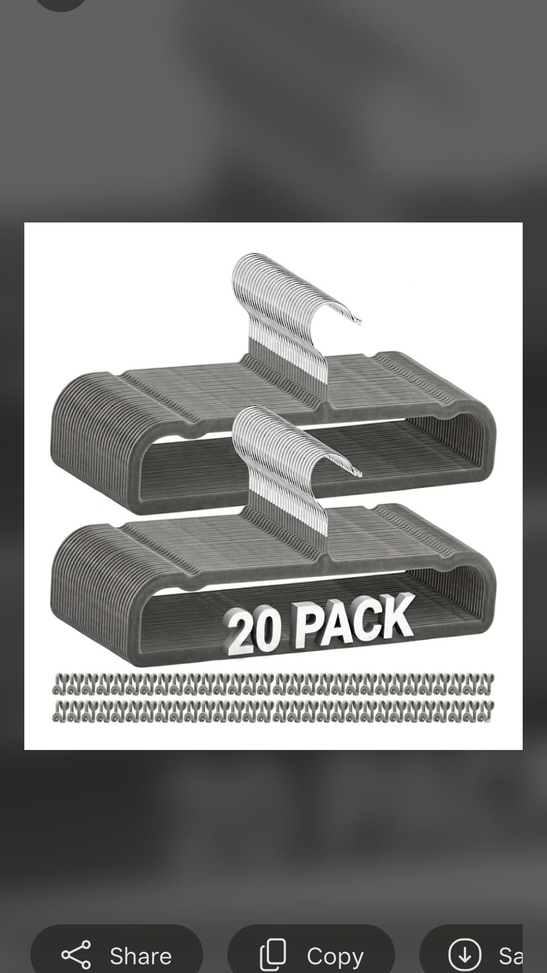 20 Pack Velvet Non-Slip Clothes Hangers Gray 1