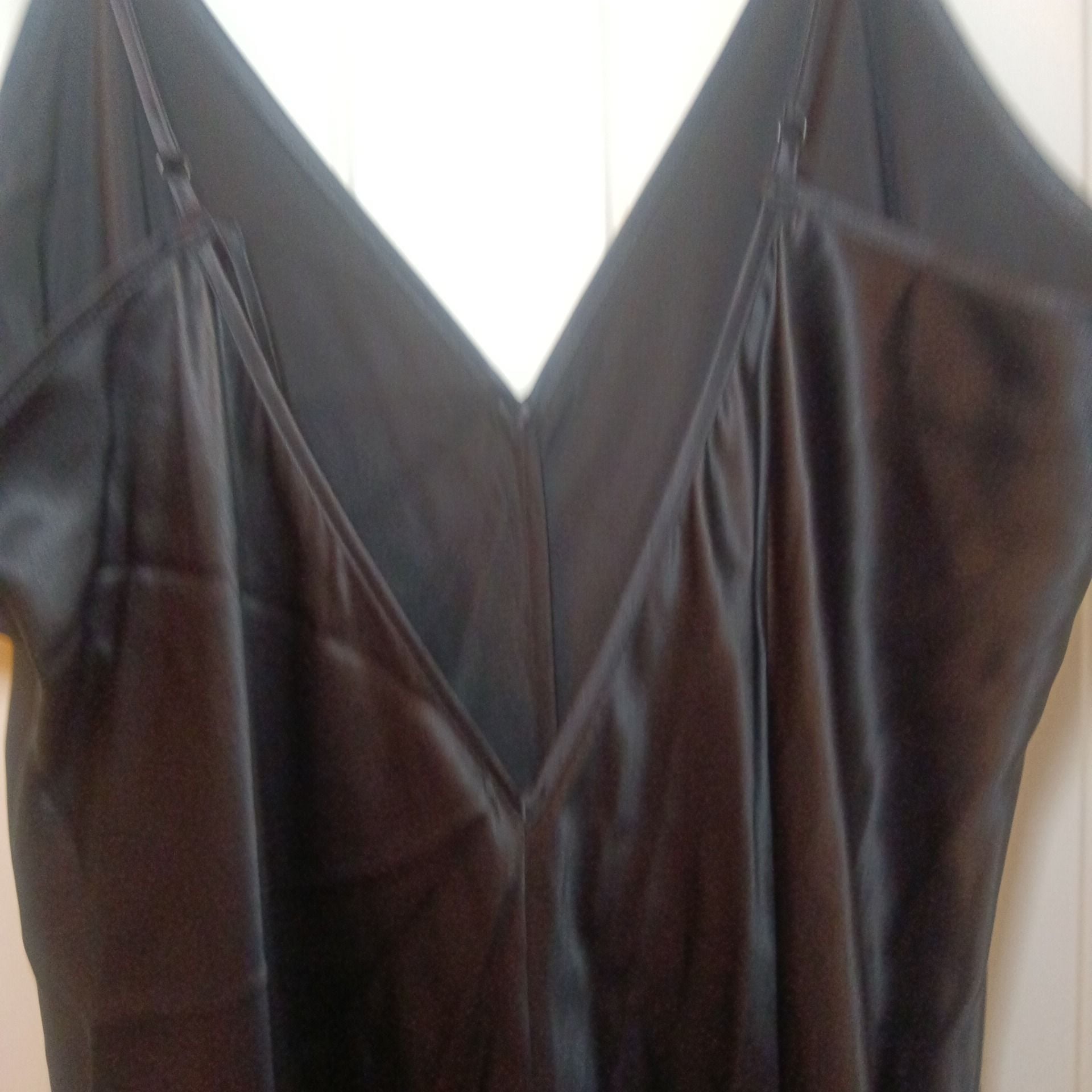 Valerie Stevens Black Satin Slip Dress Size L 7