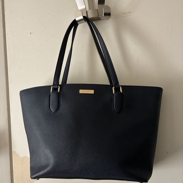 Kate Spade New York Saffiano Leather Tote Bag Navy Blue