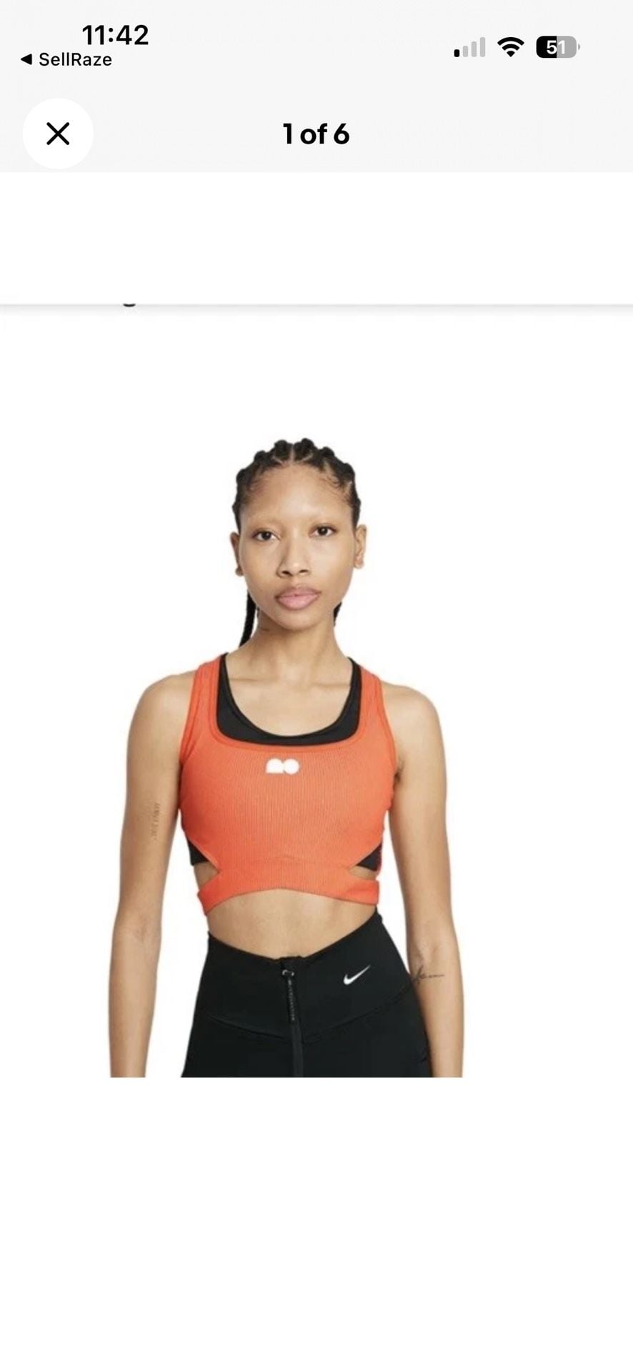 Nike Womans Naomi Osaka Court Tennis Crop Top Orange Sz xs. pickleball 8