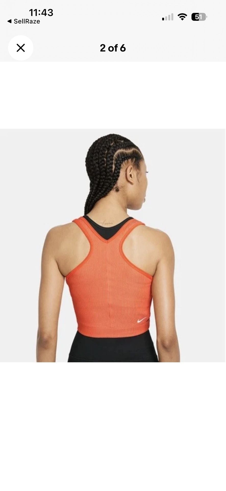 Nike Womans Naomi Osaka Court Tennis Crop Top Orange Sz xs. pickleball 9