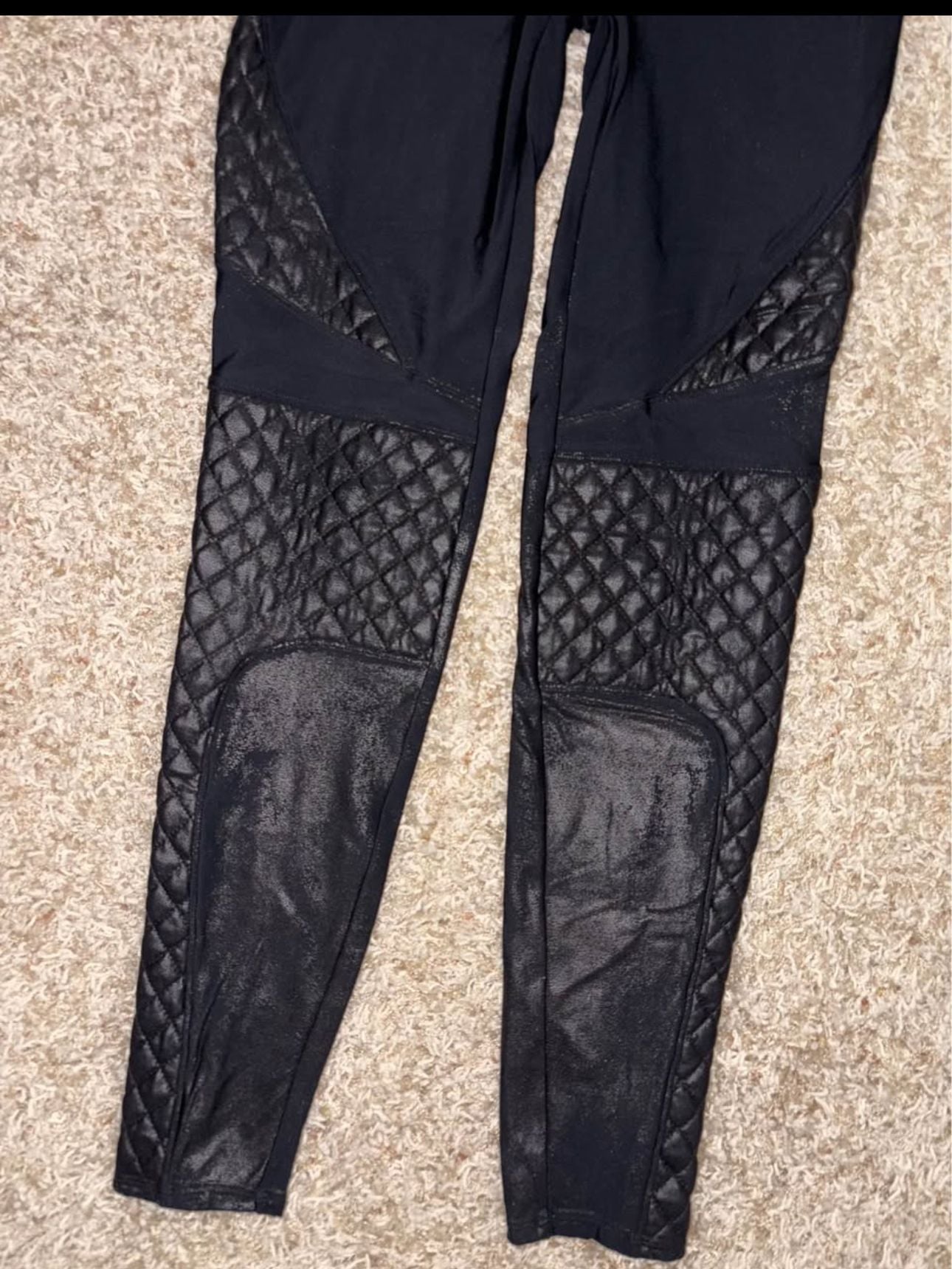 Spanx Quilted Faux Leather Leggings Black Size M 4