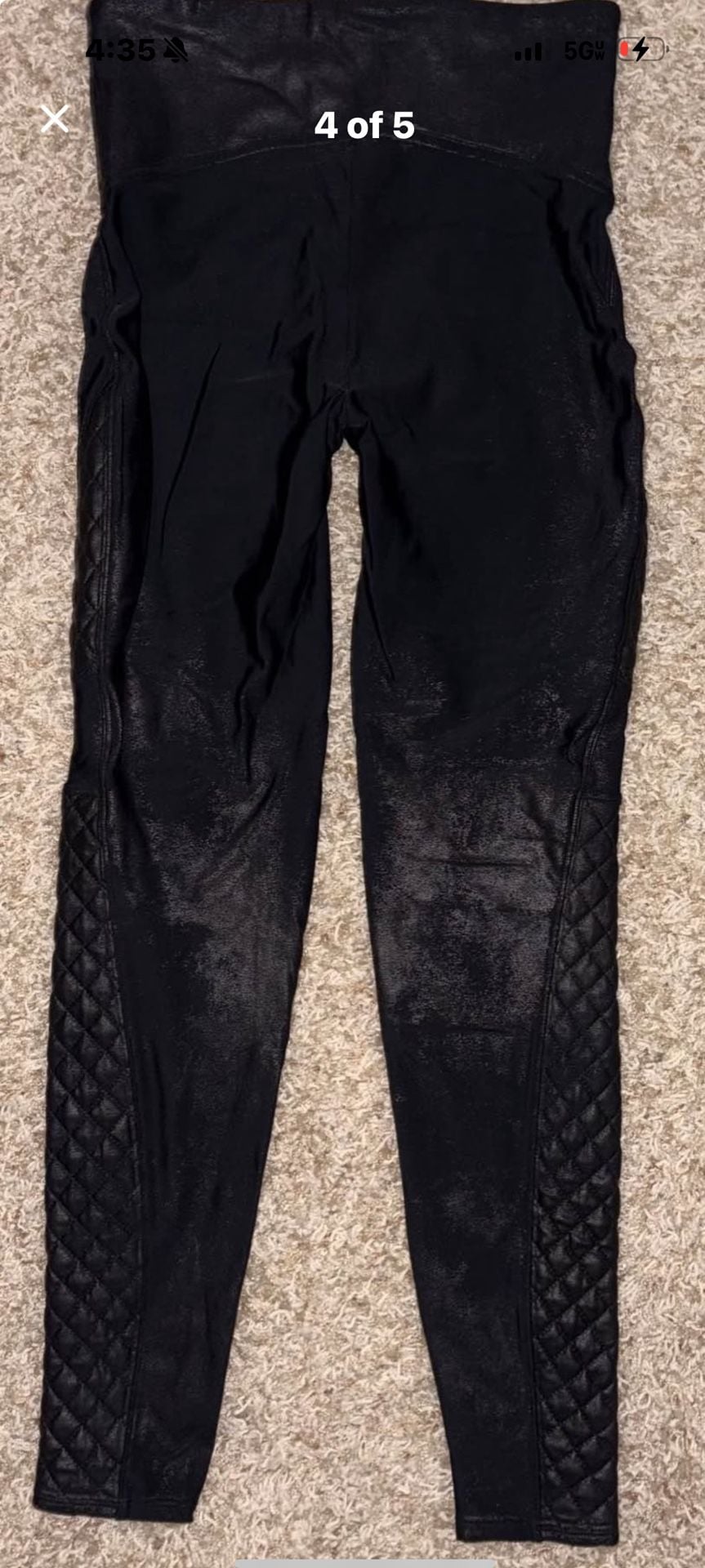 Spanx Quilted Faux Leather Leggings Black Size M 5