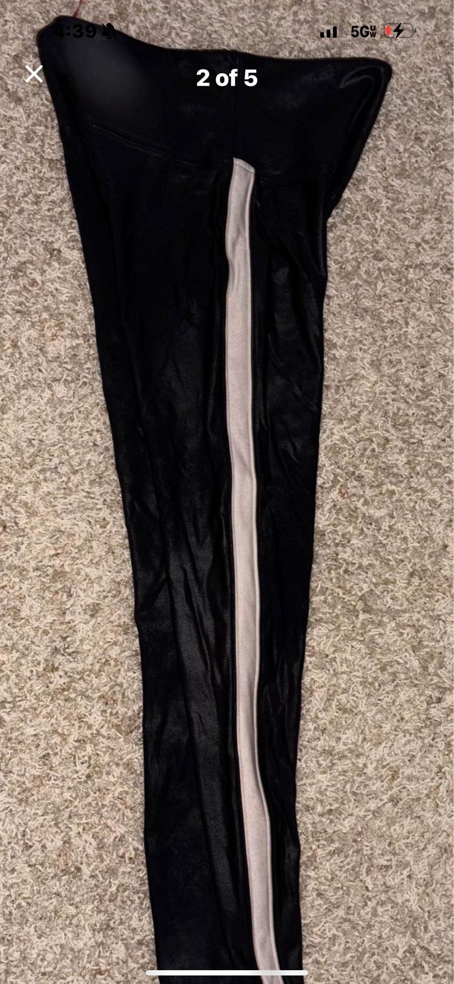 Spanx Faux Leather Side Stripe Leggings Size Large 3