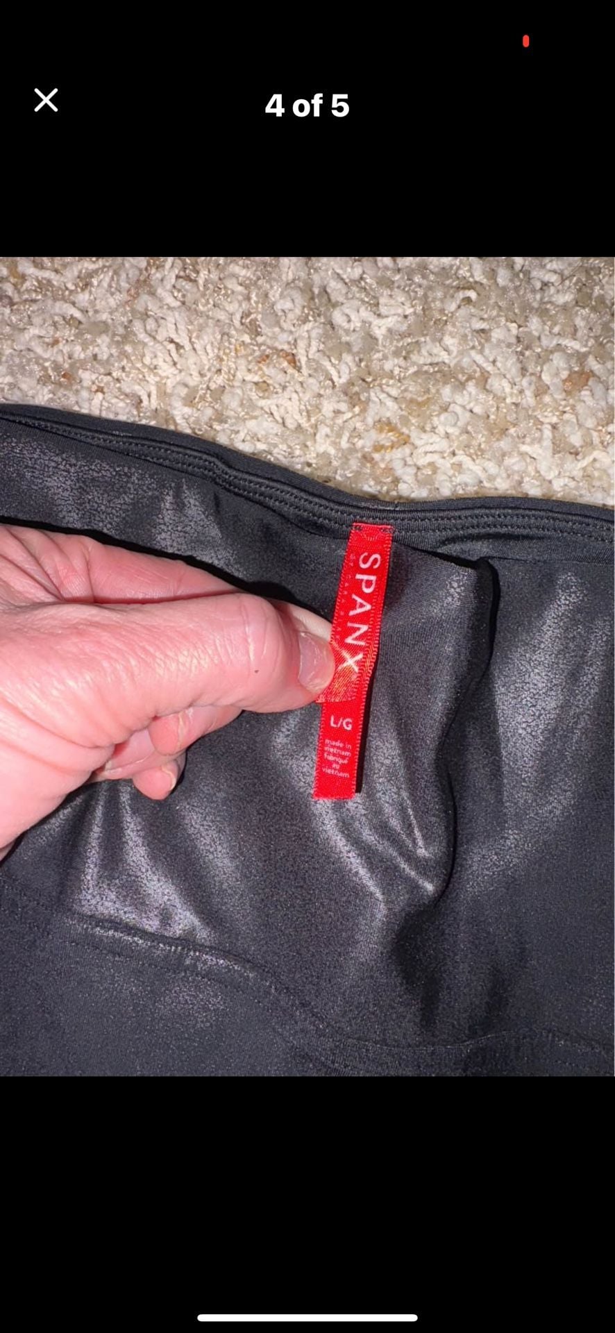 Spanx Faux Leather Side Stripe Leggings Size Large 5