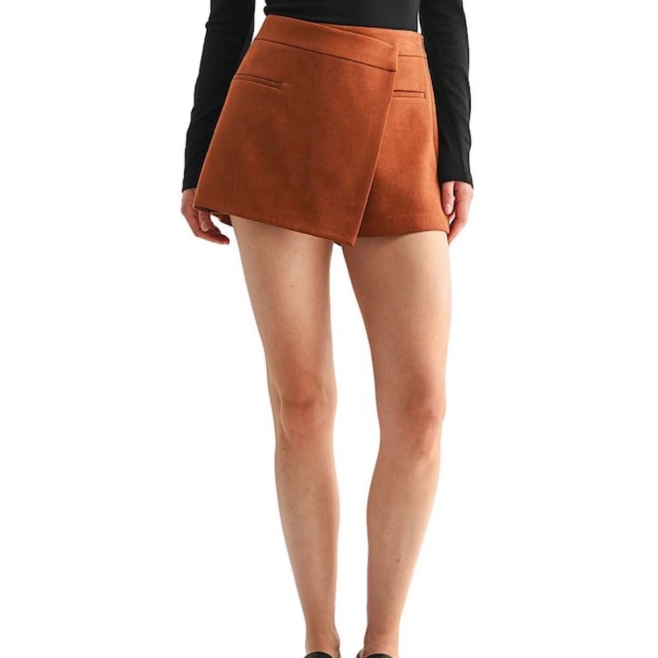 All in Favor Faux Suede Mini Wrap Skirt Juniors Medium 3