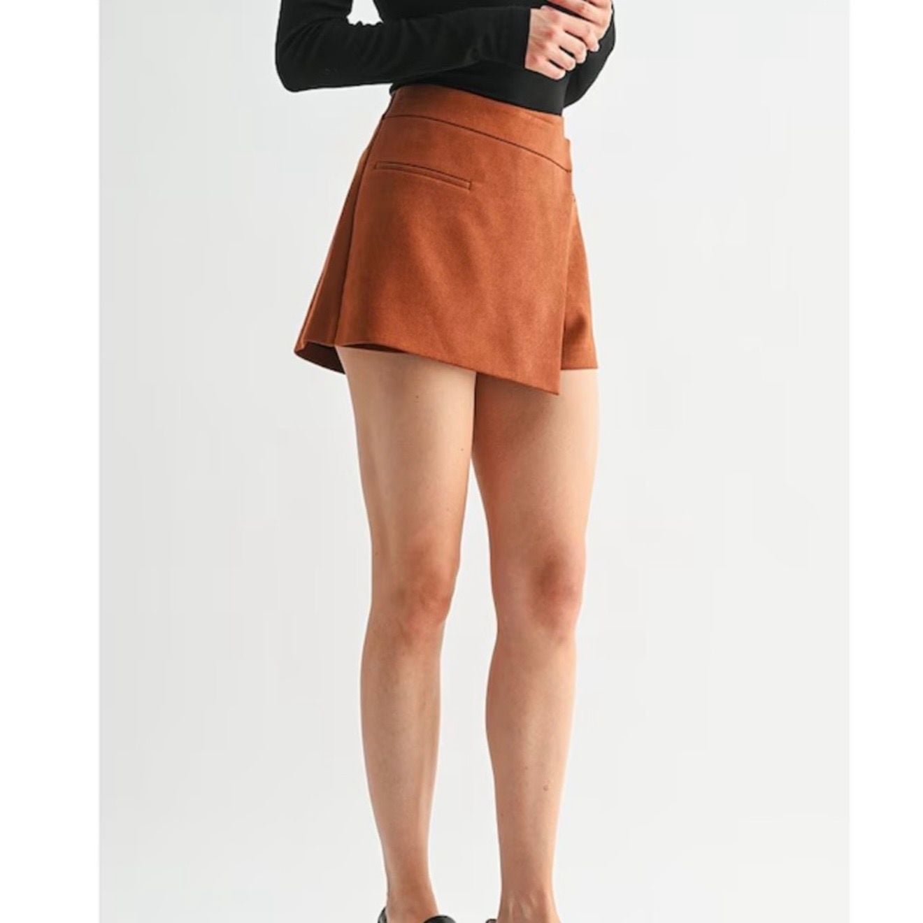 All in Favor Faux Suede Mini Wrap Skirt Juniors Medium 5