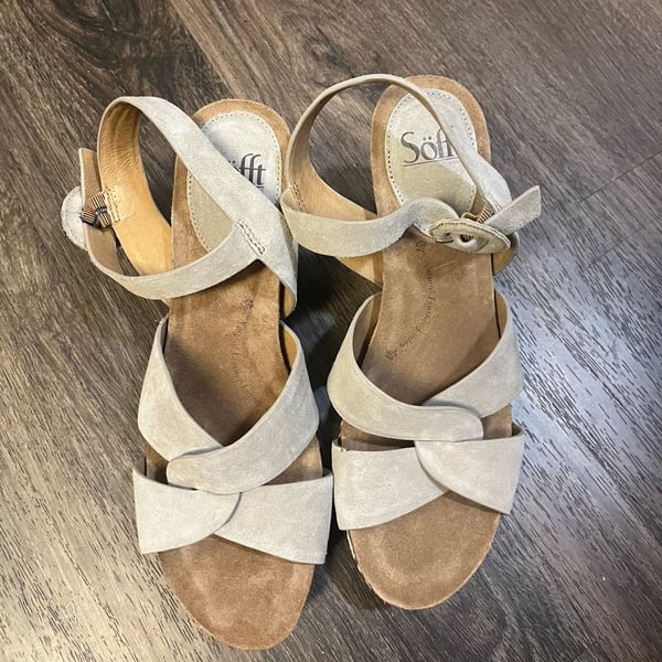 Sofft Suede Multi-Color Woven Wedge Sandals