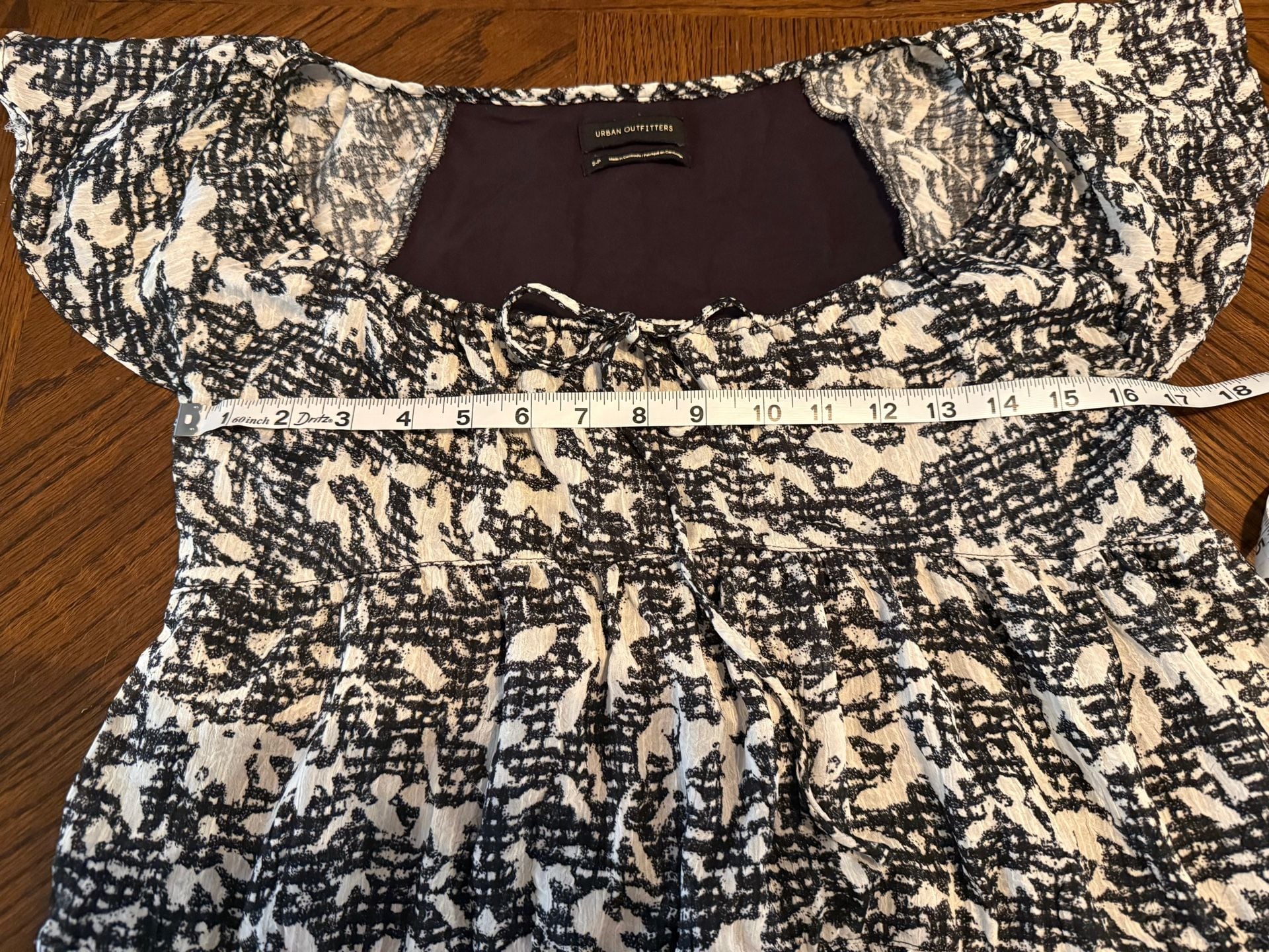 Urban Outfitters Tiered Mini Dress Black and White Print Size S-P super cute summer dress 10