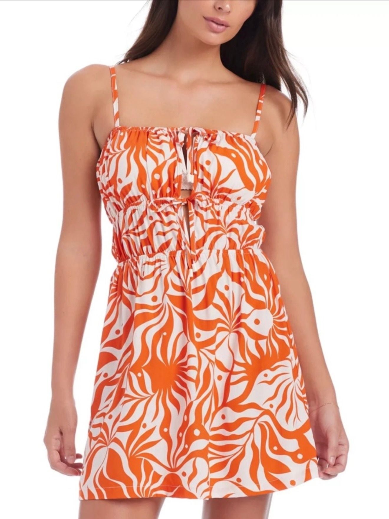 Sanctuary Coral and White Printed Sundress 5