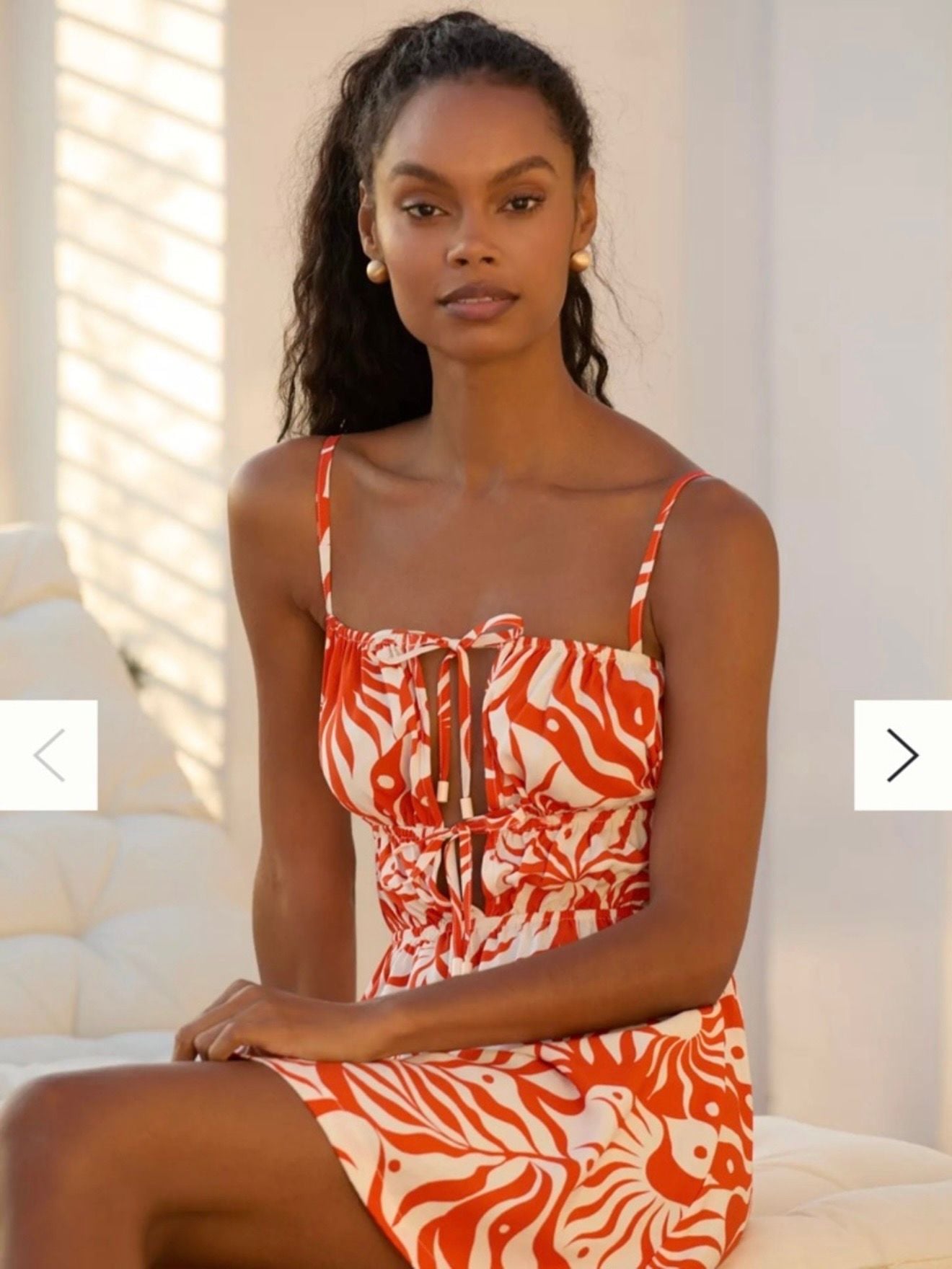 Sanctuary Coral and White Printed Sundress 9