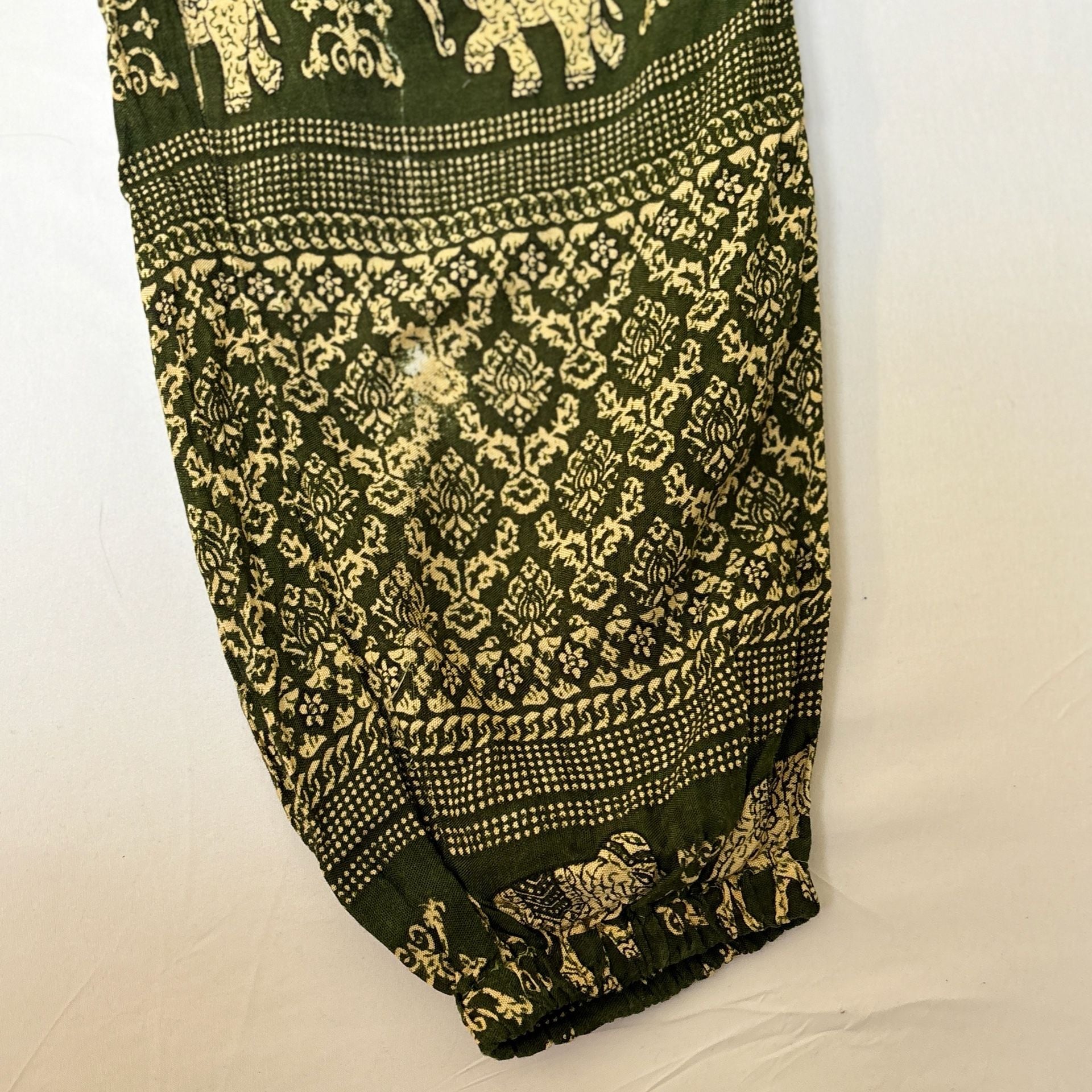 The Elephant Temple Boho Elephant Print Green Harem Pants 5