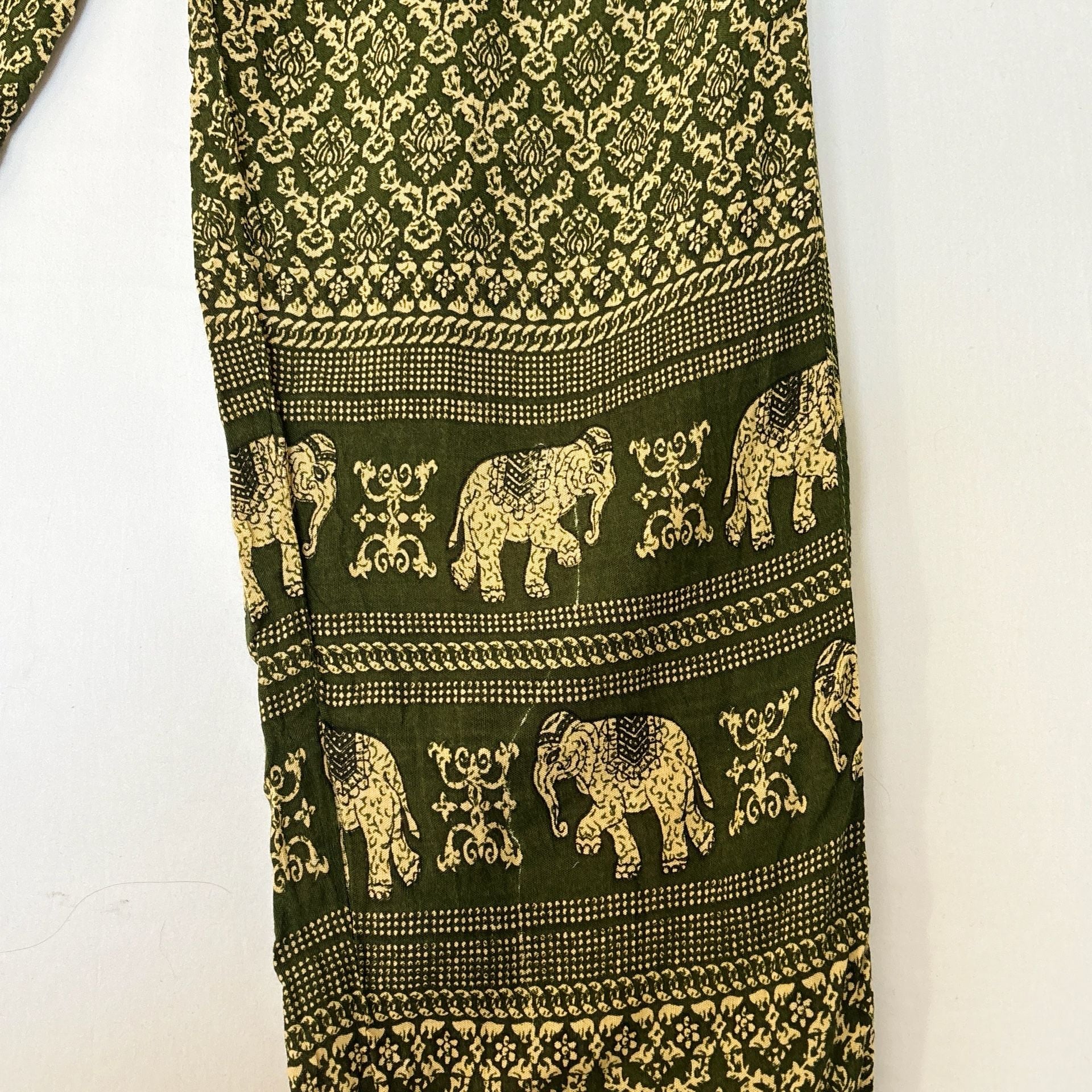 The Elephant Temple Boho Elephant Print Green Harem Pants 6