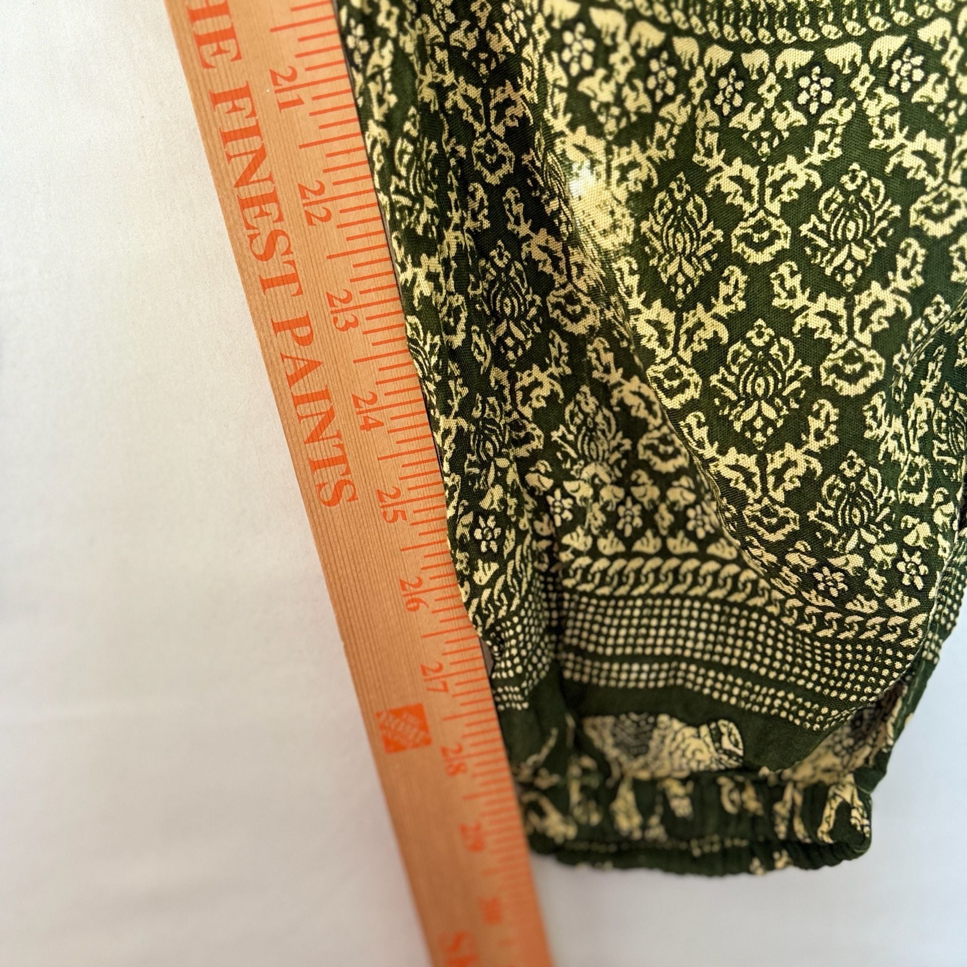 The Elephant Temple Boho Elephant Print Green Harem Pants 8