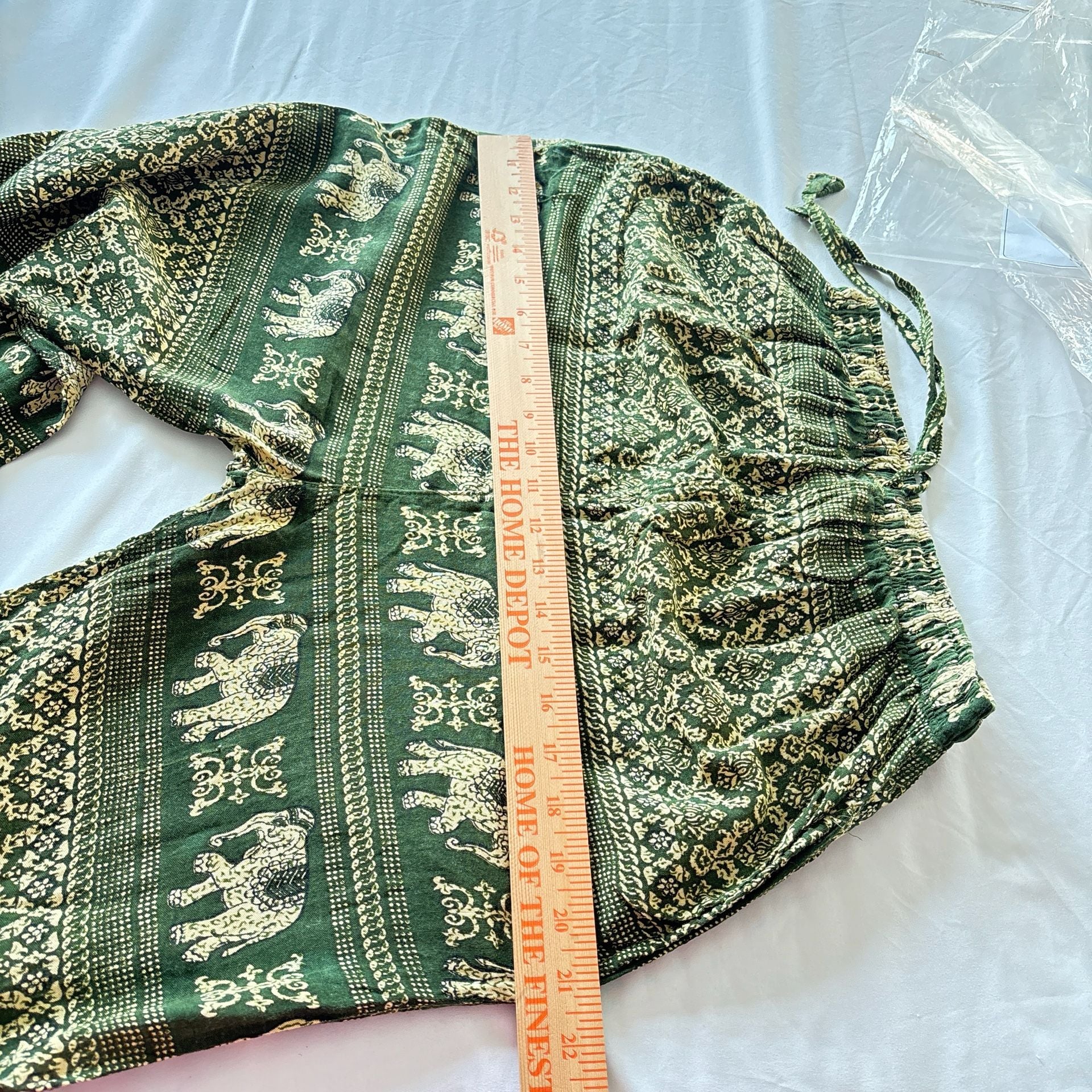 The Elephant Temple Boho Elephant Print Green Harem Pants 12