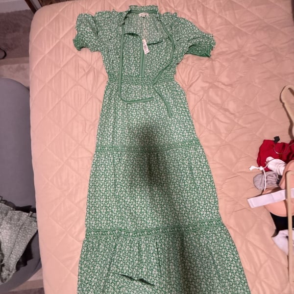 Max Studio Green Floral Tiered Dress Size S