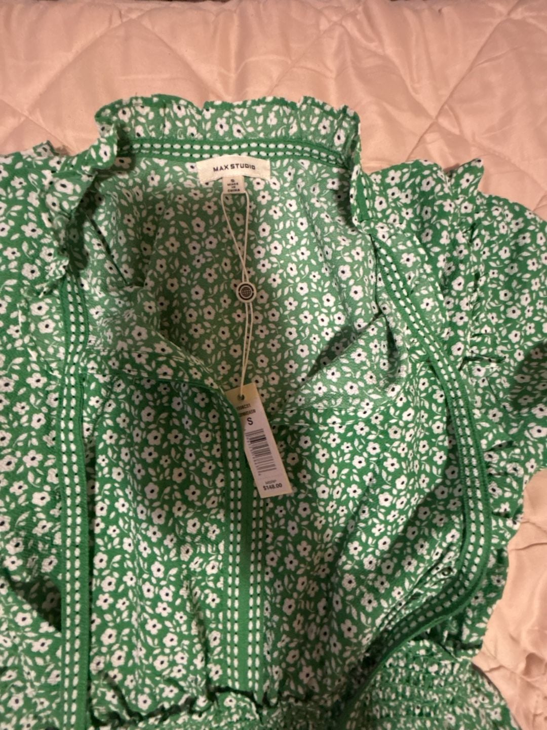 Max Studio Green Floral Tiered Dress Size S 3