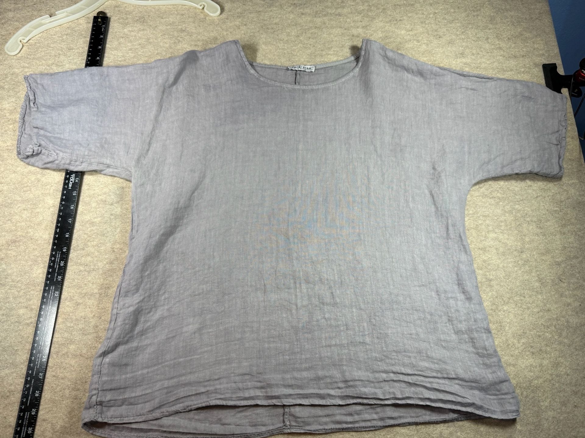 P&R Star Made in Italy Linen Oversized boxy Top 2X gray short sleeve top 4