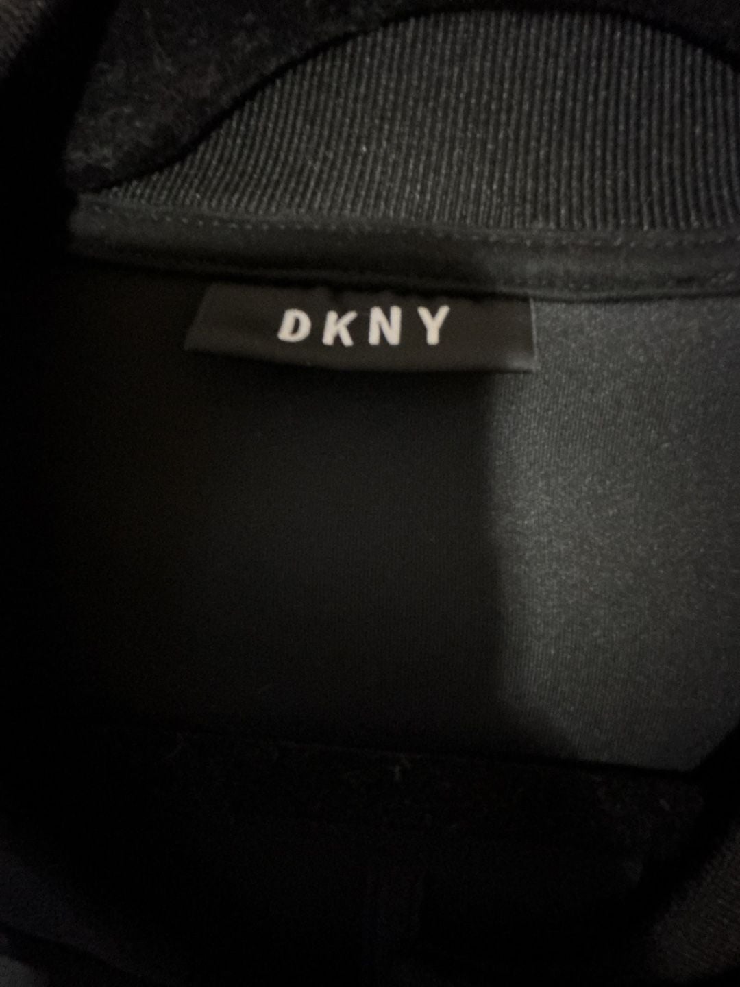 DKNY Black Scuba Knit Snap Front Bomber Jacket 3