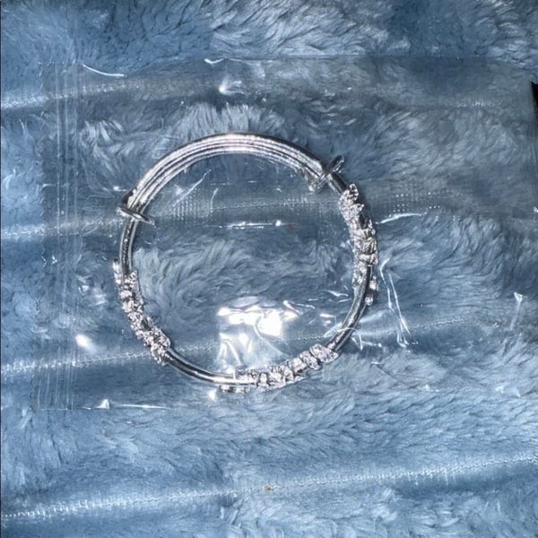 Silver Tone Adjustable Bangle Bracelet with Accents