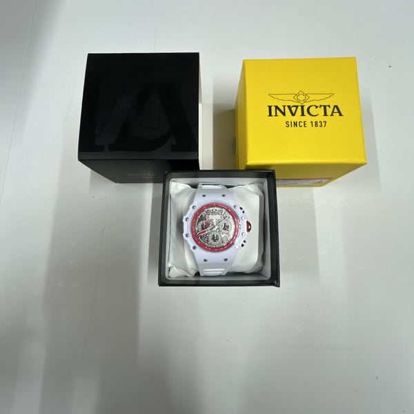 Invicta Bolt Zeus Chronograph Skeleton Dial White Silicone Watch