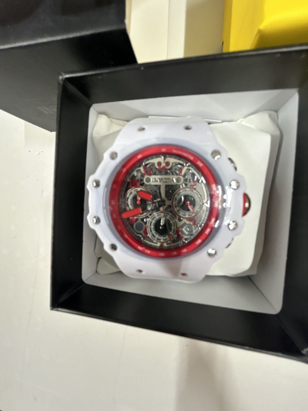 Invicta Bolt Zeus Chronograph Skeleton Dial White Silicone Watch 3