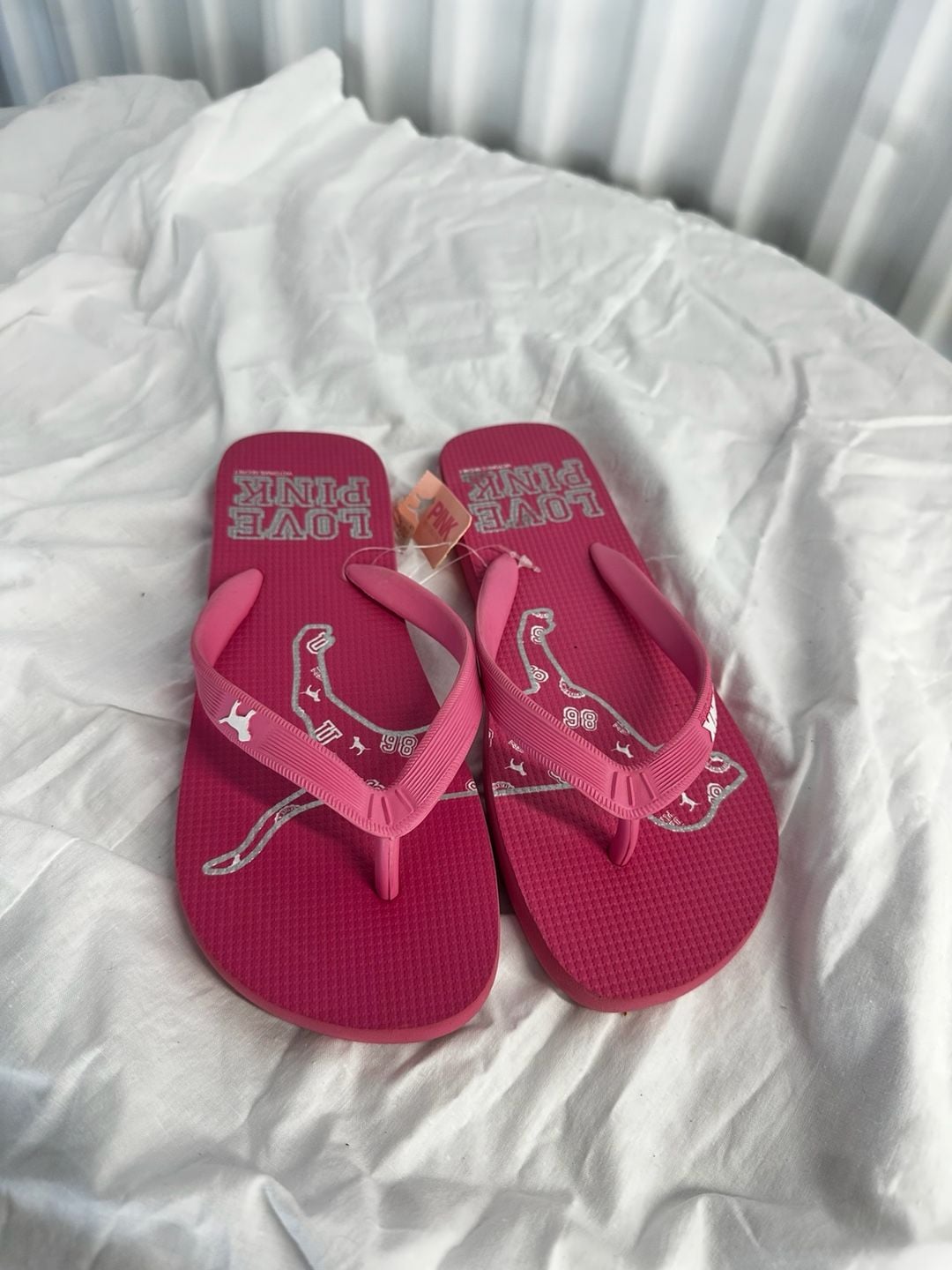 Y2K Victoria's Secret PINK Love Pink Flip Flops Sandals Size M 2