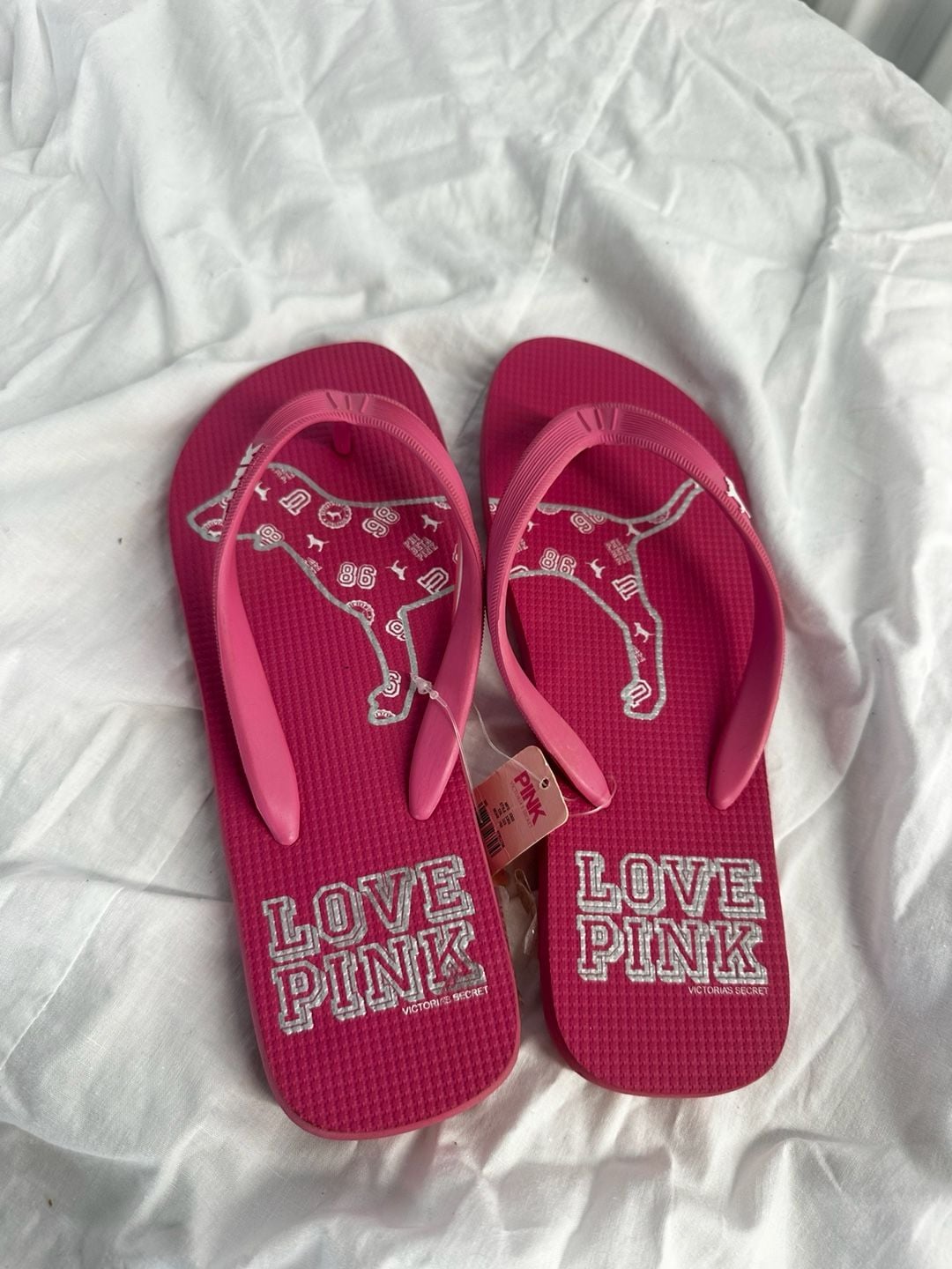 Y2K Victoria's Secret PINK Love Pink Flip Flops Sandals Size M 3