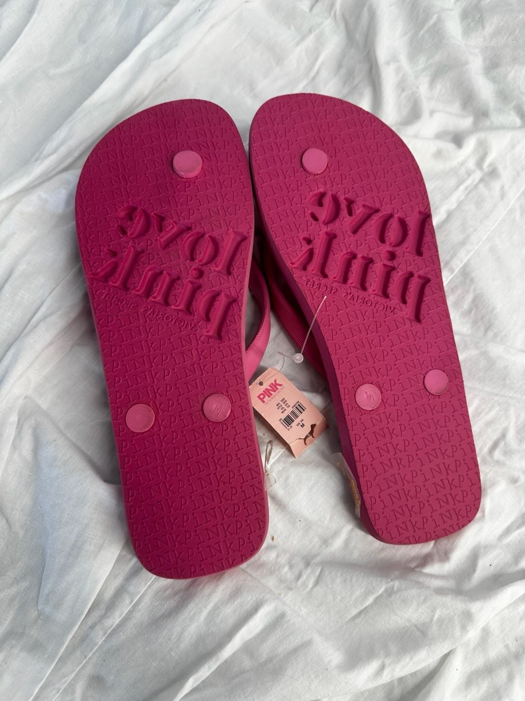 Y2K Victoria's Secret PINK Love Pink Flip Flops Sandals Size M 4