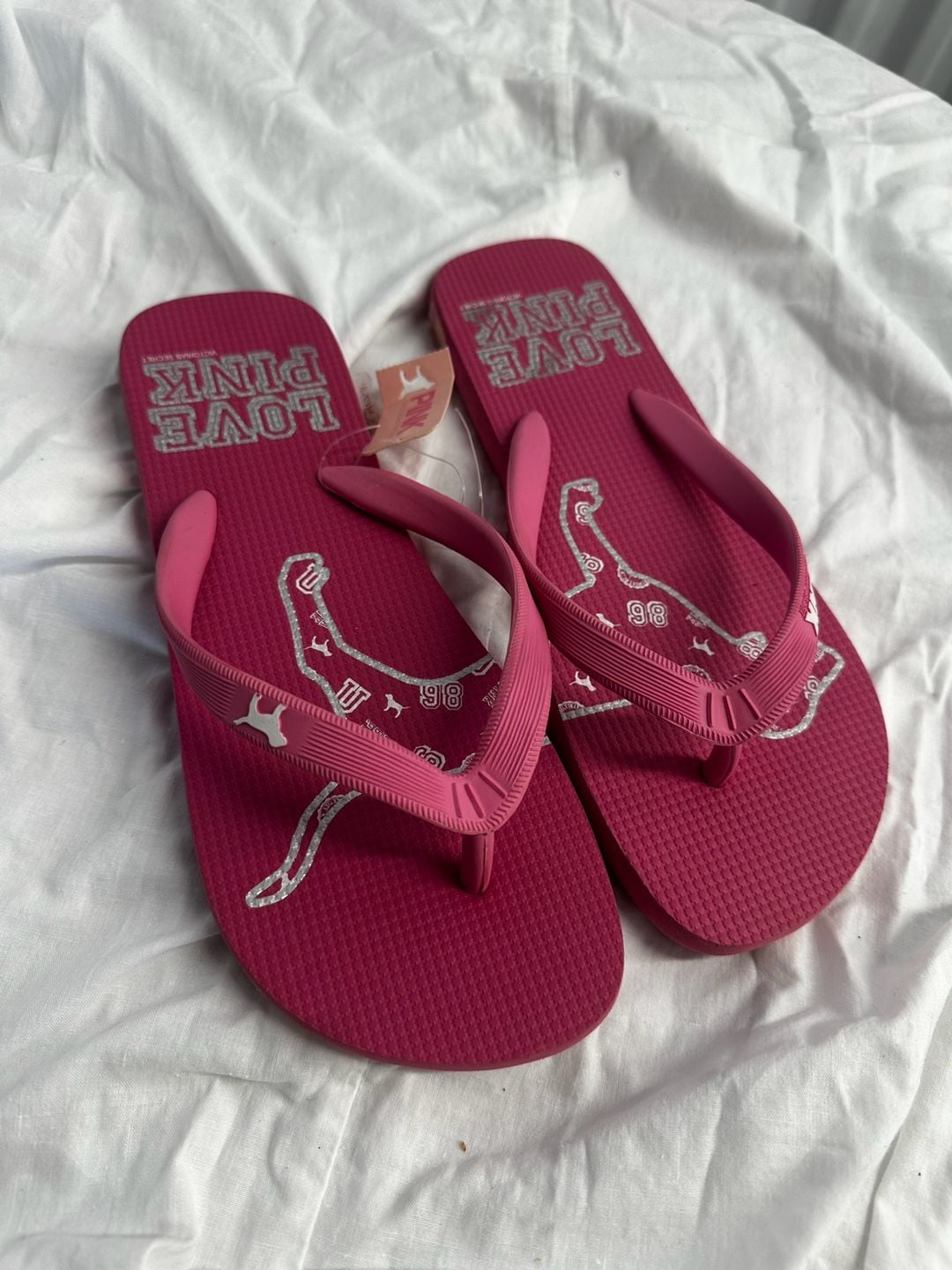 Y2K Victoria's Secret PINK Love Pink Flip Flops Sandals Size M 5