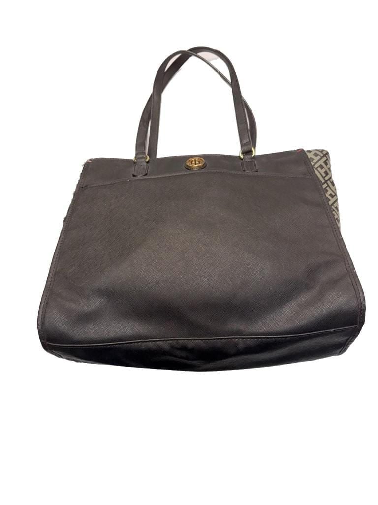 Tommy Hilfiger Black Saffiano Faux Leather Tote Bag 1