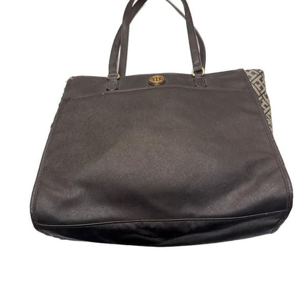 Tommy Hilfiger Black Saffiano Faux Leather Tote Bag