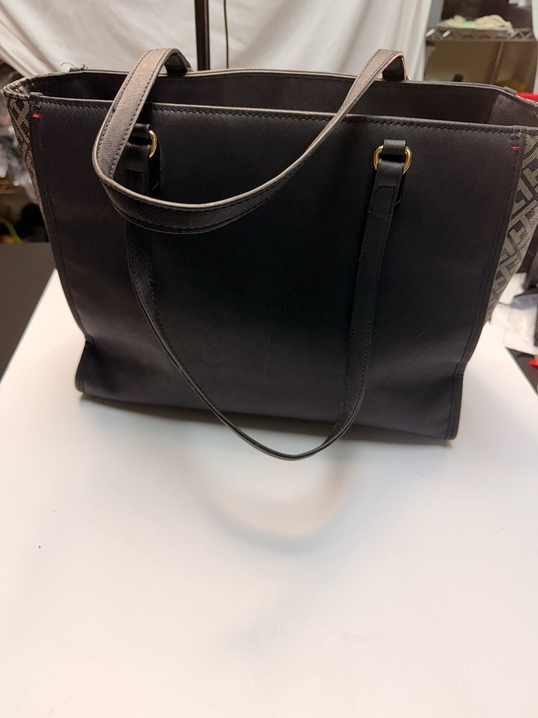 Tommy Hilfiger Black Saffiano Faux Leather Tote Bag 5