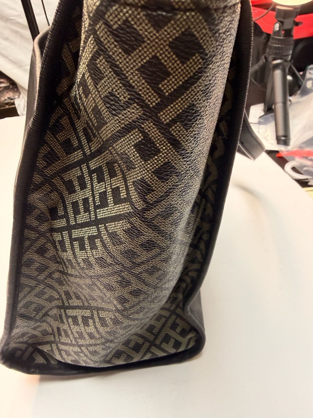 Tommy Hilfiger Black Saffiano Faux Leather Tote Bag 6