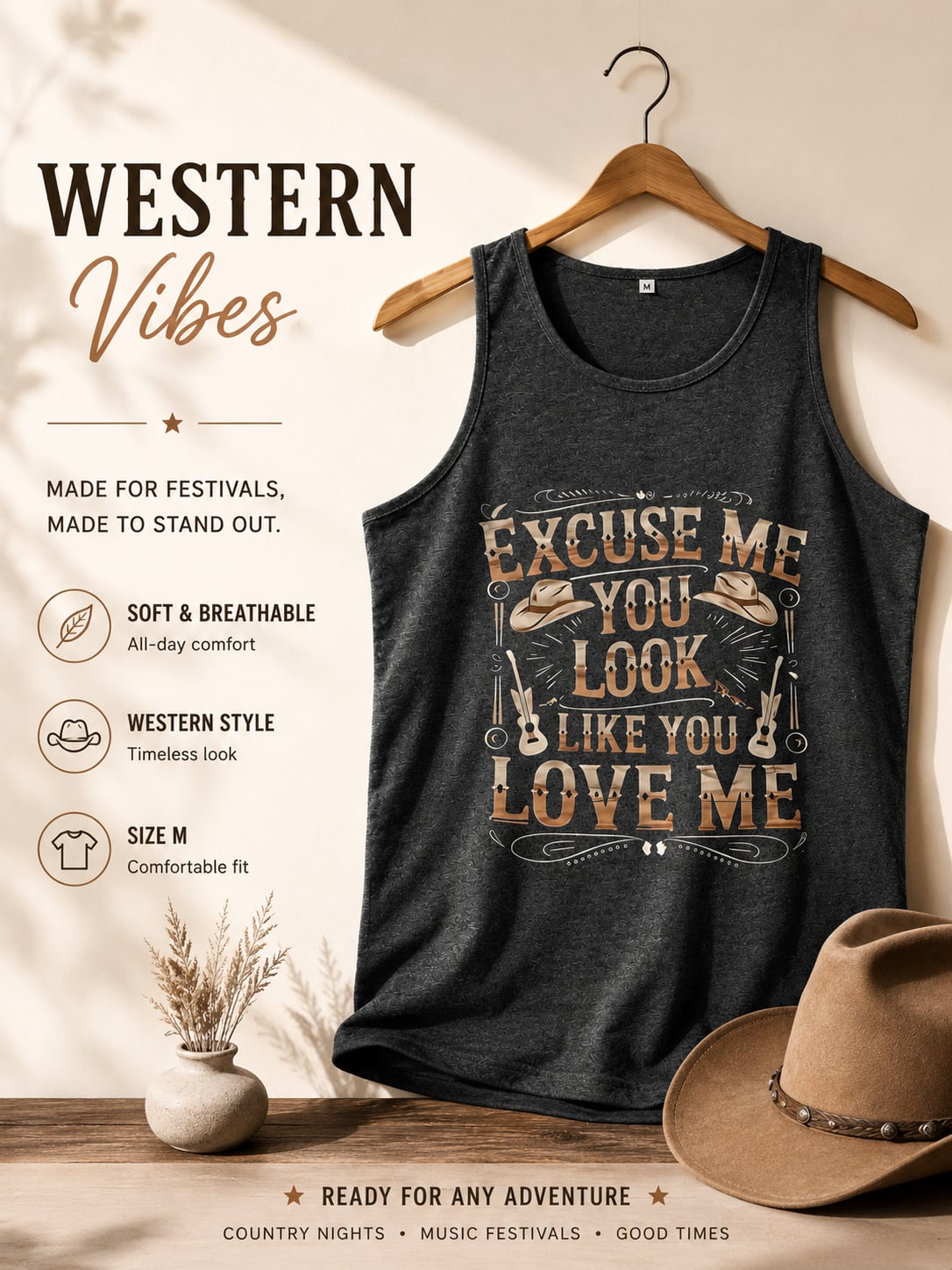 Western Vibes Graphic Tank Top Size M 2