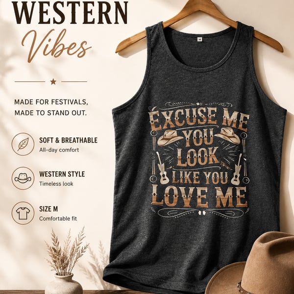 Western Vibes Graphic Tank Top Size M