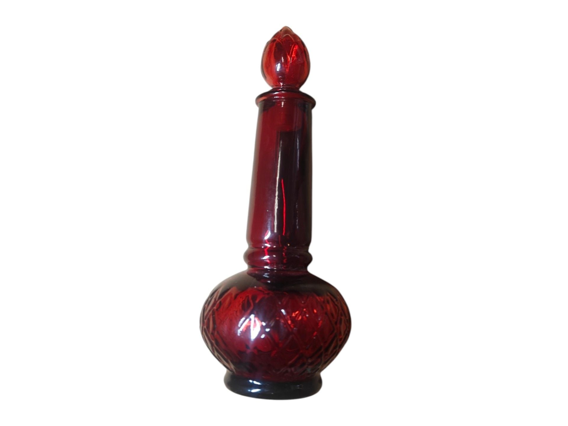 Vintage Avon Ruby Red Glass Decanter Bottle with Stopper 2
