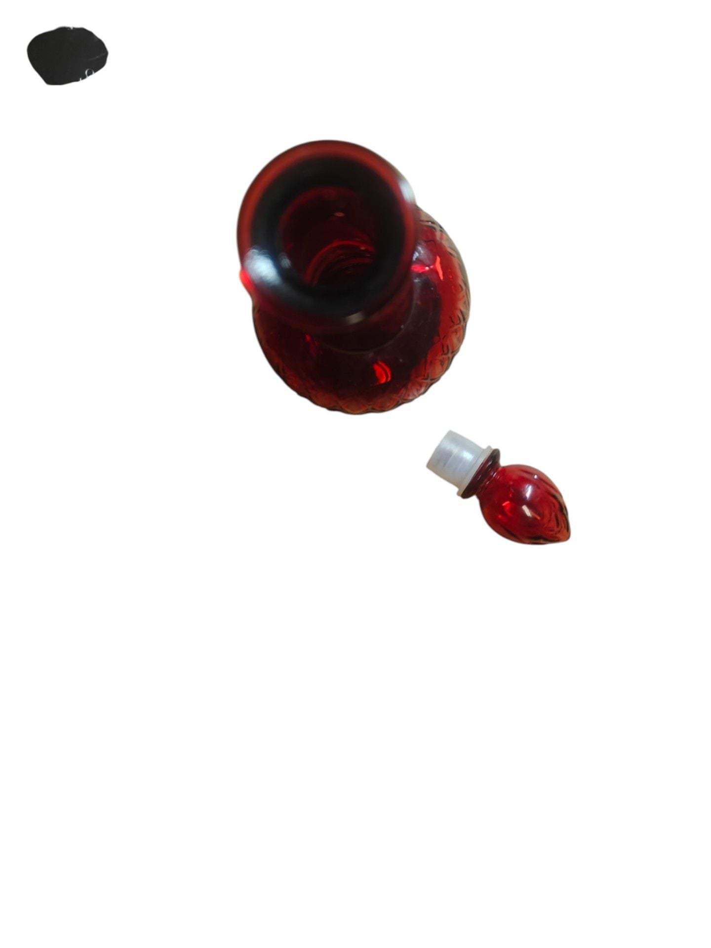 Vintage Avon Ruby Red Glass Decanter Bottle with Stopper 6