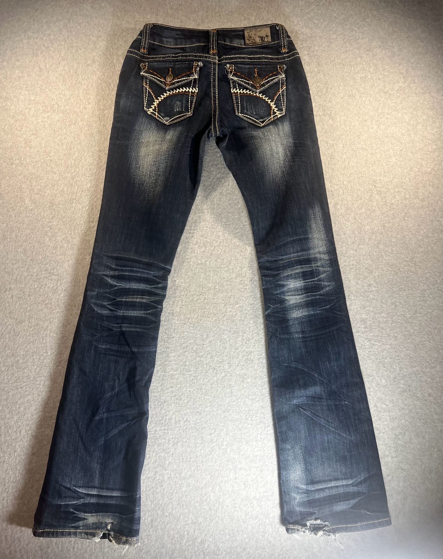 Wishful Park Bella Bootcut Jeans Waist Size 1 Low Rise Distressed Blue Jeans 3