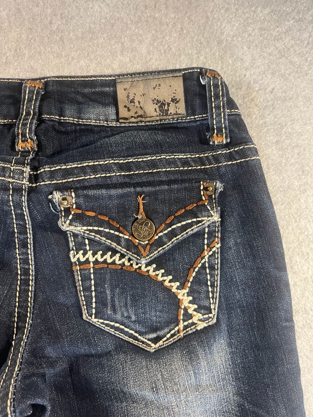 Wishful Park Bella Bootcut Jeans Waist Size 1 Low Rise Distressed Blue Jeans 5